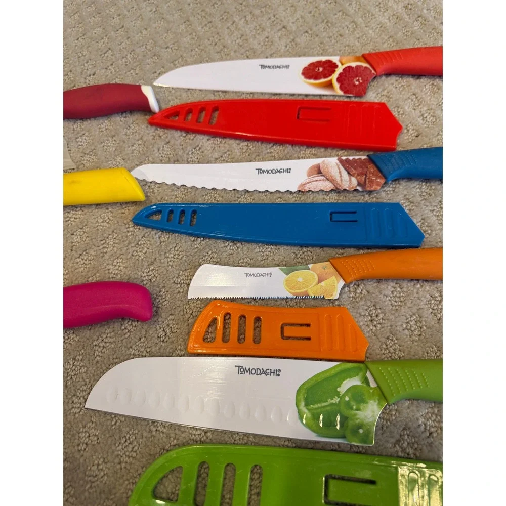 Tomodachi Farberware Kitchen Knives Set with Sheaths Fruit Avocado Bell Pepper‎